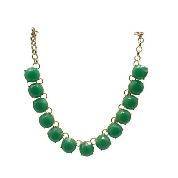The Limited Green Acrylic Statement Necklace Adjustable Gold Tone Vintage - Picture 1 of 6